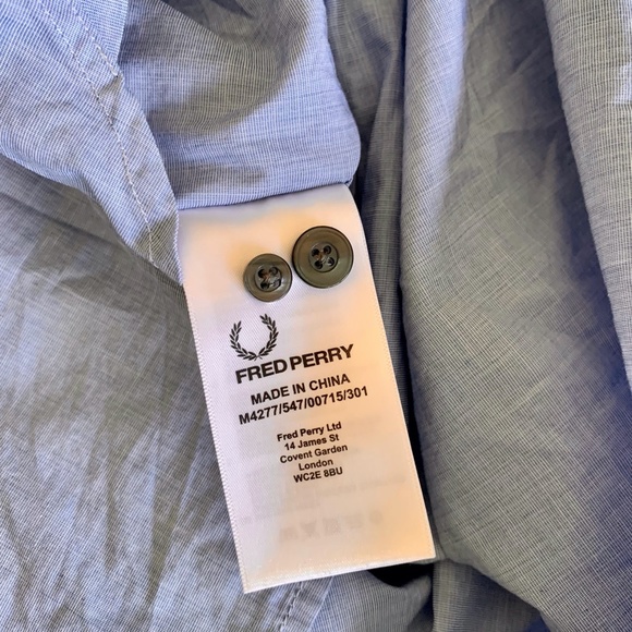 Fred Perry Short Sleeve Cotton Button Casual Oxford Shirt Size S Trim Detailing - Picture 8 of 14
